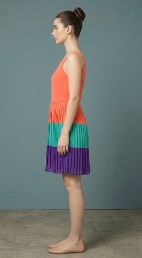 Women Colorblock Pleated Sleeveless A-Line Dress