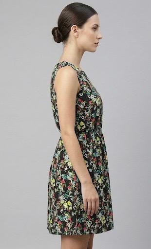 Women Floral Print Sleeveless A-Line Dress with Elasticated Waist